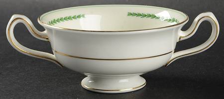 Lyre Green Footed Cream Soup Bowl