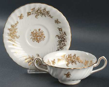 Marlow Gold Footed Cream Soup Bowl & Saucer Set