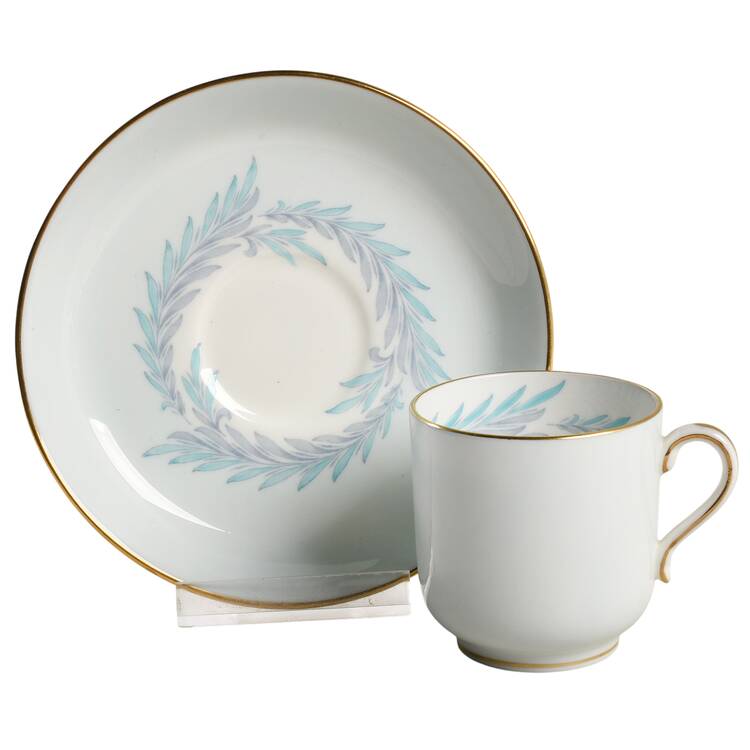 Malta Blue Flat Demitasse Cup & Saucer Set by Minton