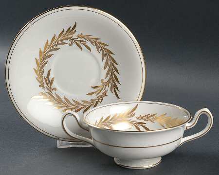 Malta Gold (H4901) Footed Cream Soup Bowl & Saucer Set