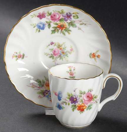 Marlow (Older, Globe Backstamp) Flat Demitasse Cup & Saucer Set