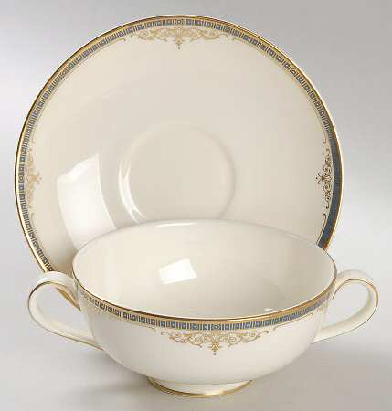 Marlborough Footed Cream Soup Bowl & Cup Saucer Set