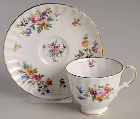 Marlow (Newer, Wreath Backstamp) Footed Demitasse Cup & Saucer Set
