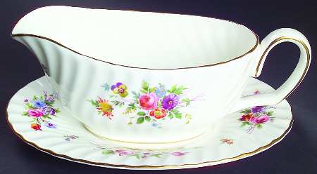 Marlow (Newer, Wreath Backstamp) Gravy Boat & Underplate