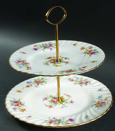 Marlow (Newer, Wreath Backstamp) 2 Tiered Serving Tray (Dinner & Salad Plate)