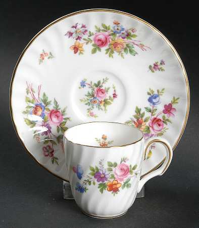 Marlow (Newer, Wreath Backstamp) Flat Demitasse Cup & Saucer Set
