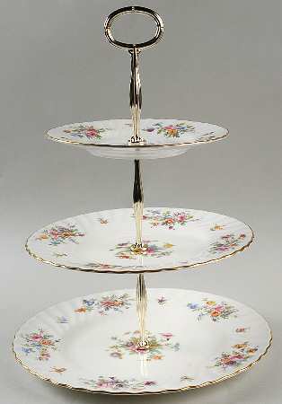 Marlow (Newer, Wreath Backstamp) 3-Tiered Serving Tray (DP, SP, BB)