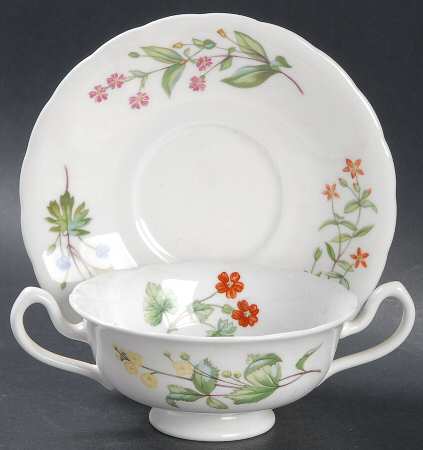 Meadow Scalloped Footed Cream Soup Bowl & Saucer Set