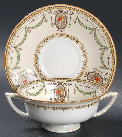 Melrose Footed Cream Soup Bowl & Saucer Set