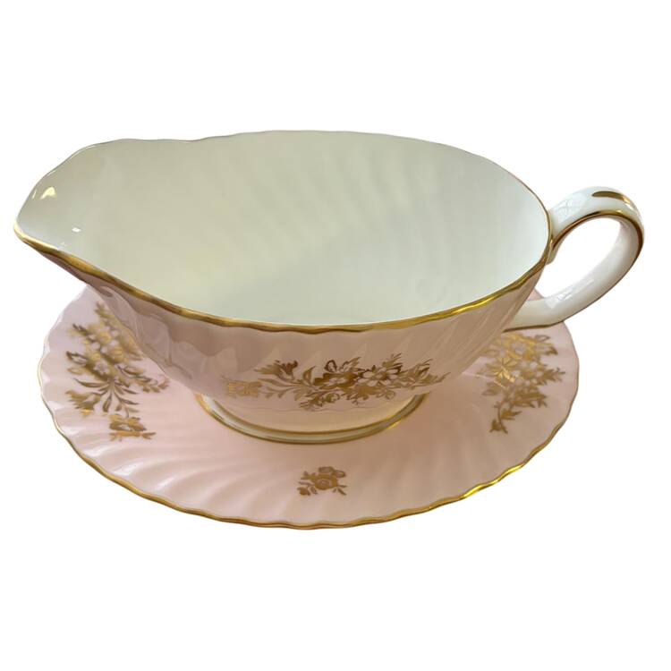 Minuet Pink Gravy Boat with Attached Underplate