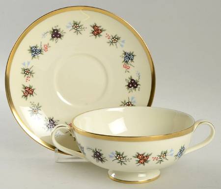 Mirabeau Footed Cream Soup Bowl & Saucer Set