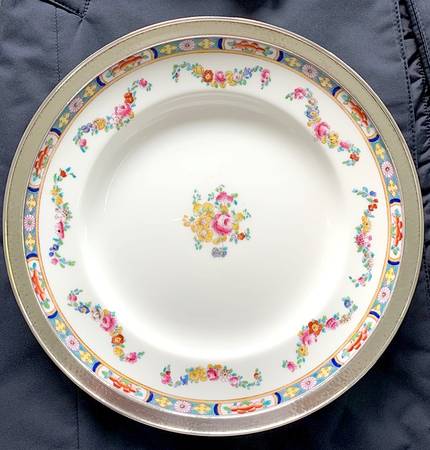Minton Rose (Older, Smooth) Sterling Rim Dinner Plate