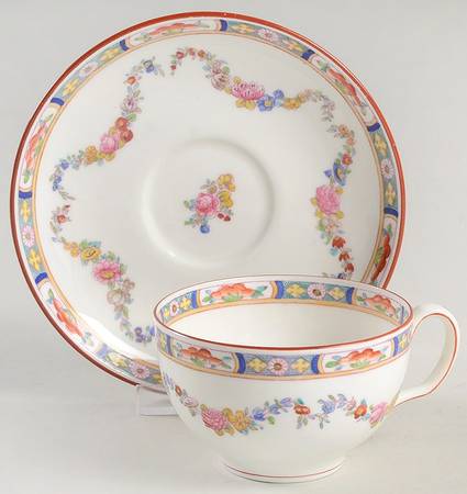Minton Rose (Older, Smooth) Flat Cup & Saucer Set