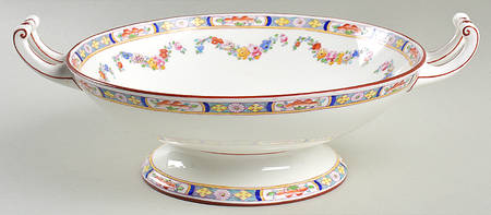 Minton Rose (Older, Smooth) Large Handled Fruit Bowl by Minton