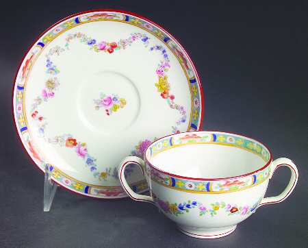Minton Rose (Older, Smooth) Flat Bouillon Cup & Saucer
