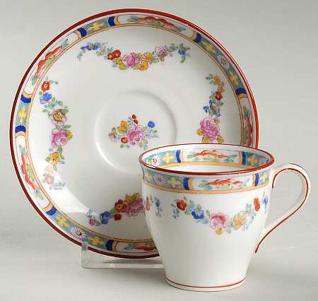Minton Rose (Older, Smooth) Flat Demitasse Cup & Saucer Set