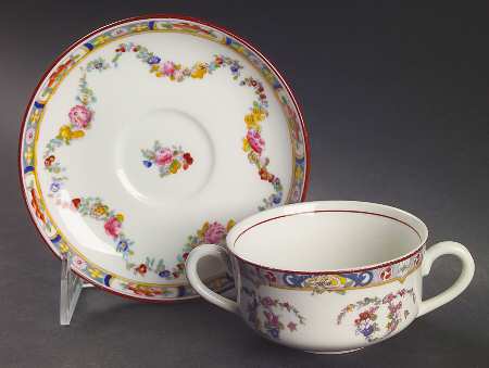 Minton Rose (Older, Smooth) Flat Bouillon Cup & Saucer