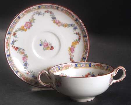Minton Rose (Older, Smooth) Flat Bouillon Cup & Saucer