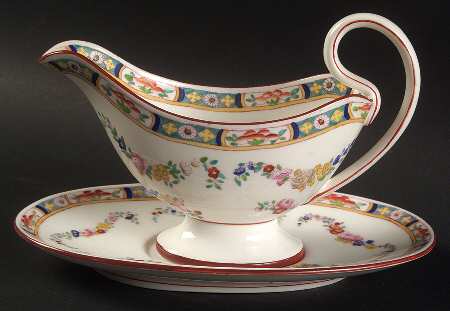 Minton Rose (Older, Smooth) Individual Gravy Boat & Plate