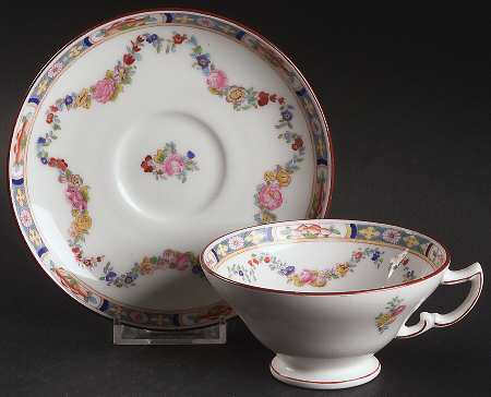 Minton Rose (Older, Smooth) Footed Cup & Saucer Set