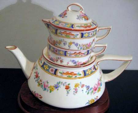 Minton Rose (Older, Smooth) Mini Teapot Stacking Set (Creamer, Sugar)