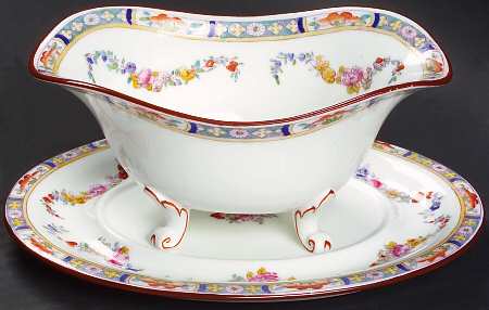 Minton Rose (Older, Smooth) Open Sauce Boat & Underplate