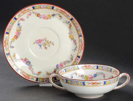 Minton Rose (Older, Smooth) Flat Cream Soup Bowl & Saucer Set