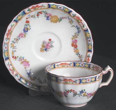 Minton Rose (Older, Scaloped) Flat Cup & Saucer Set