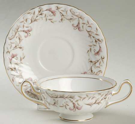 Moorland Footed Cream Soup Bowl & Saucer Set