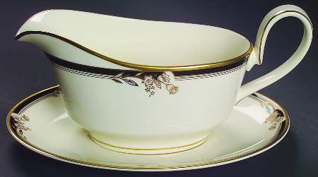 Newbury Black Band Newer Gravy Boat & Underplate