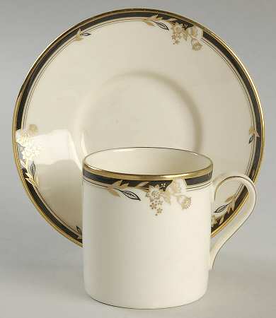 Newbury Black Band Newer Flat Demitasse Cup & Saucer Set