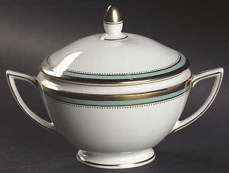 Newbury Turquoise Band Sugar Bowl & Lid