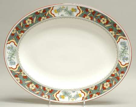 Oriental Blossom (No Center Design) 13" Oval Serving Platter