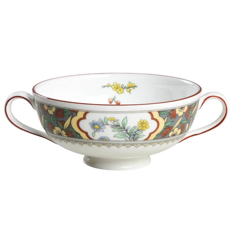 Oriental Blossom (Center Design) Footed Cream Soup Bowl
