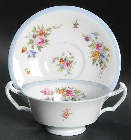 Patricia Footed Cream Soup Bowl & Saucer Set