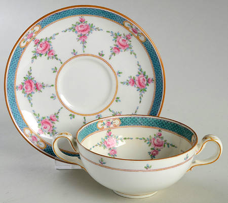 Persian Rose (Older) Flat Bouillon Cup & Saucer
