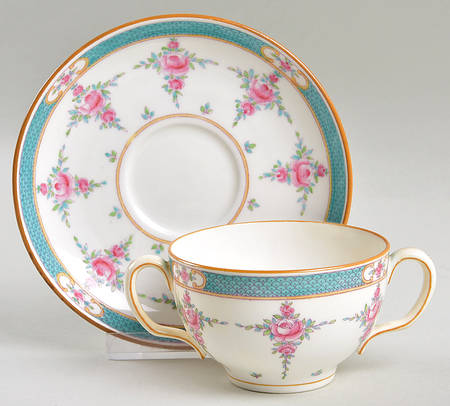 Persian Rose (Older) Flat Bouillon Cup & Saucer