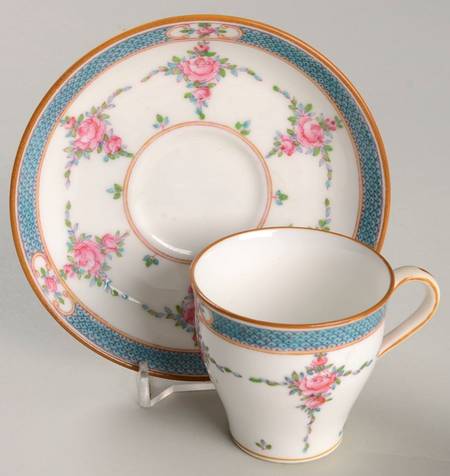 Persian Rose (Older) Flat Demitasse Cup & Saucer Set