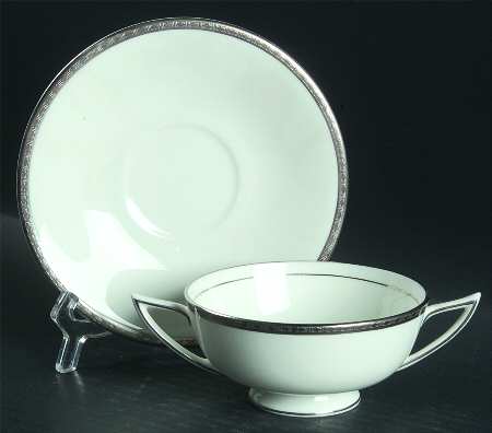 Platinum Heritage Footed Cream Soup Bowl & Saucer Set