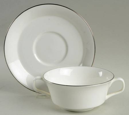 Platinum Monarch Flat Cream Soup Bowl & Saucer Set