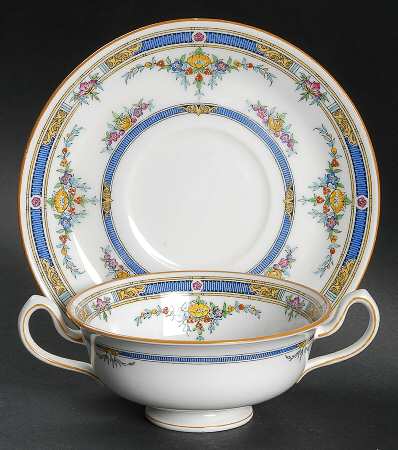 Princess (Yellow Flower) Footed Cream Soup Bowl & Saucer Set