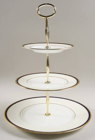 Windsor Cobalt Blue 13 7/8"-14 1/4" 3-Tiered Serving Tray(DP,SP,BB) HC
