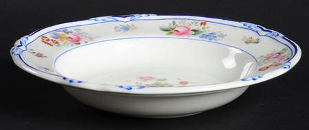 Queen Anne (Blue Trim) Rim Soup Bowl