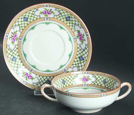 Queen's Trellis Flat Cream Soup Bowl & Saucer Set