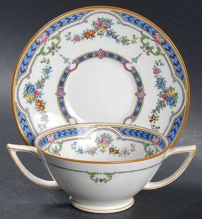 Ripon Blue Footed Bouillon Cup & Saucer