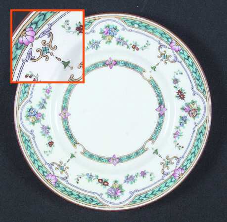 Ripon Turquoise and Pink Bread & Butter Plate