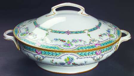 Ripon Turquoise and Pink Round Covered Vegetable