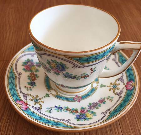 Ripon Turquoise and Pink Footed Cup & Saucer Set