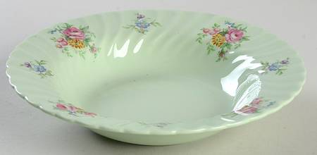 Rosetta Green Rim Soup Bowl