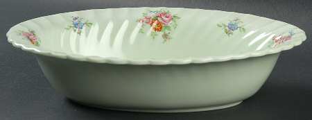 Rosetta Green 10" Oval Vegetable Bowl